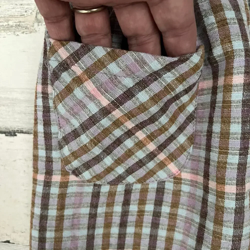 🌻3/$25 Zara Kids Suspender Skirt Girls 3-4 Plaid Button Strap Cotton Blend Woven